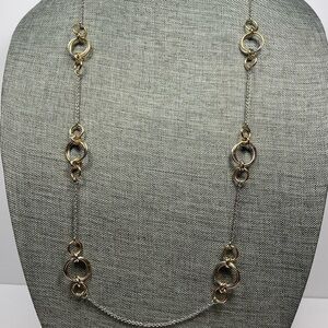 Talbots Necklace Silver Tone Gold Silver Tome Circles Flaw Tag Discolored FLAW